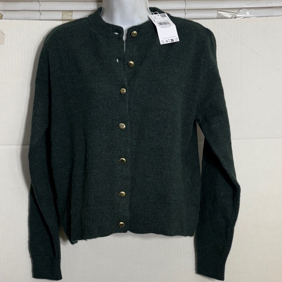 Mango Forest Green Cardigan with Gold Buttons KNITTED BUTTON CARDIGAN - Picture 2 of 5